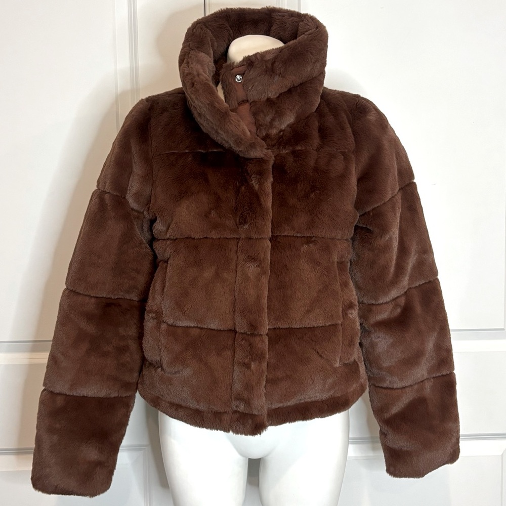 Abercrombie & Fitch Brown Faux Fur Puffer Jacket